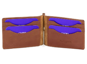 Зажим для денег рыжего цвета с монетницей ST Leather (16856) - 2