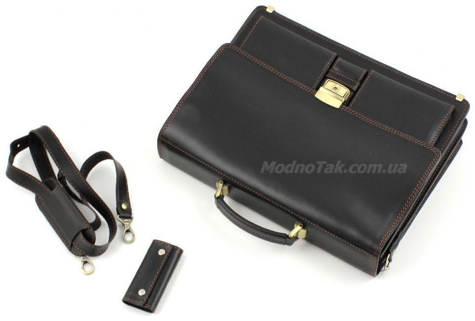 Класичний шкіряний ділової портфель ручної роботи Старовинна Італія (10408) modnotak фото №12