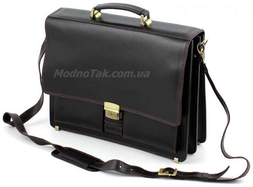 Класичний шкіряний ділової портфель ручної роботи Старовинна Італія (10408) modnotak фото №6