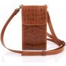 Руда жіноча сумка-чохол з натуральної шкіри з тисненням під крокодила TARWA (19672) - 2