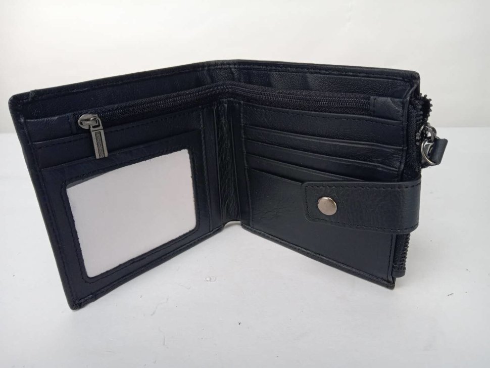Чорний чоловічий гаманець горизонтального типу з натуральної шкіри Vintage (14688)