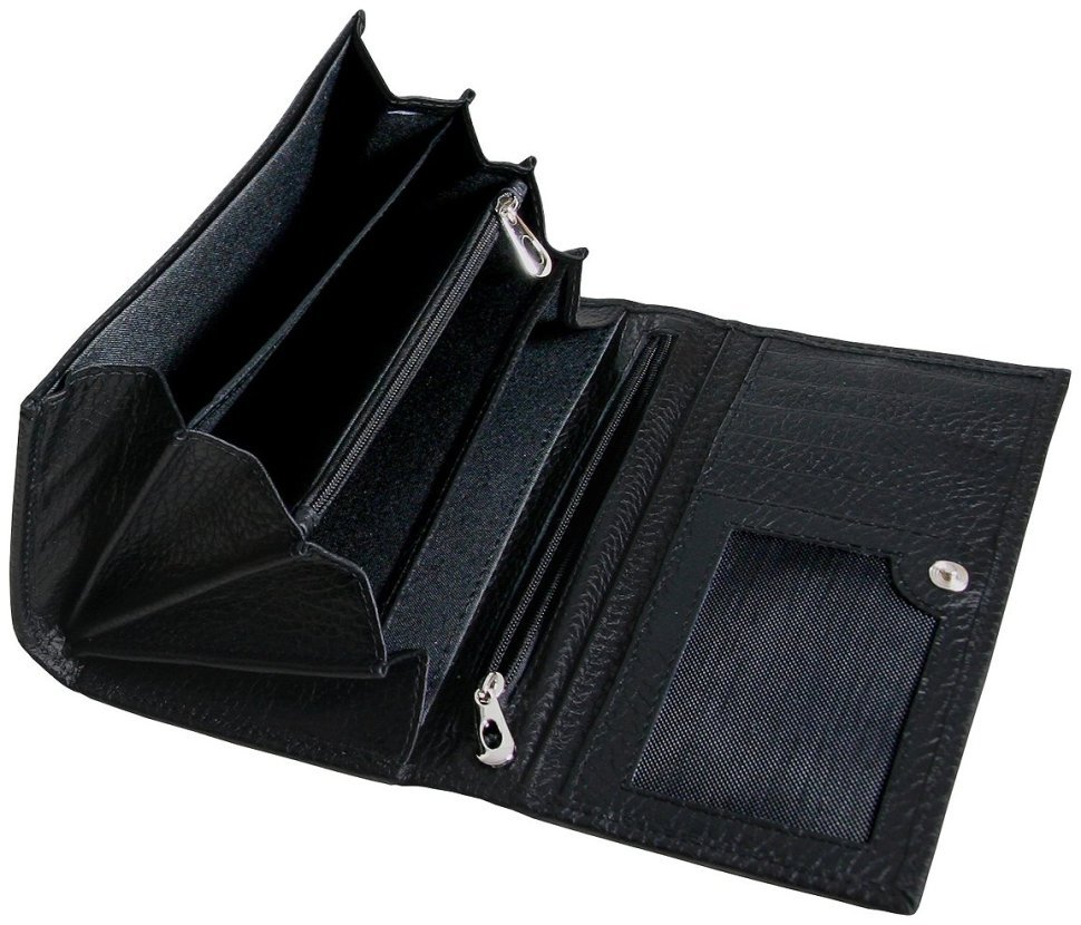 Великий жіночий гаманець із фіксацією на кнопку Vip Collection 102550 (чорний) фото №3 Великий жіночий гаманець із фіксацією на кнопку Vip Collection 102550 (чорний) modnotak фото №3