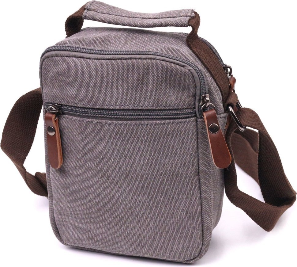 Серая текстильная мужская сумка-барсетка с ручкой Vintage (2421244)