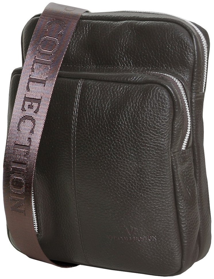 Чоловіча слінг-сумка з натуральної фактурної шкіри коричневого кольору Vip Collection 102650 фото №1 Чоловіча слінг-сумка з натуральної фактурної шкіри коричневого кольору Vip Collection 102650 modnotak фото №1