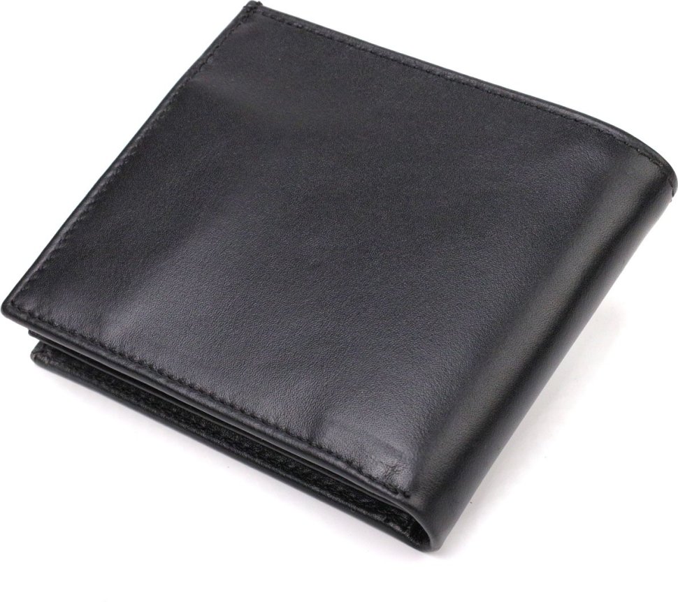 Классическое мужское портмоне из гладкой кожи черного цвета CANPELLINI (2421786)