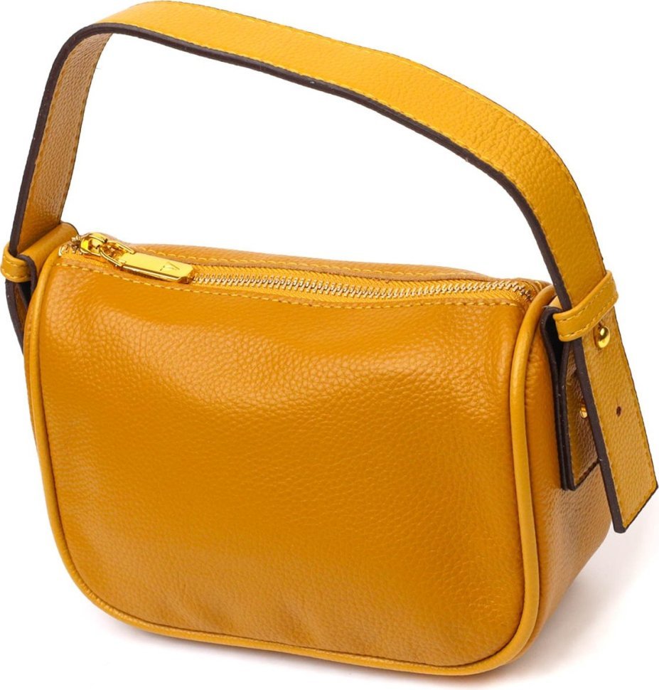 Жовта жіноча сумка на плече з натуральної шкіри з однією лямкою Vintage (2422100)