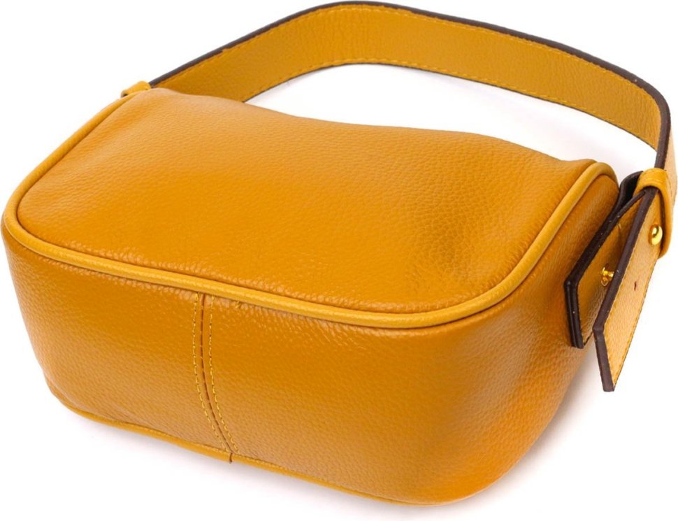 Желтая женская сумка на плечо из натуральной кожи с одной лямкой Vintage (2422100)