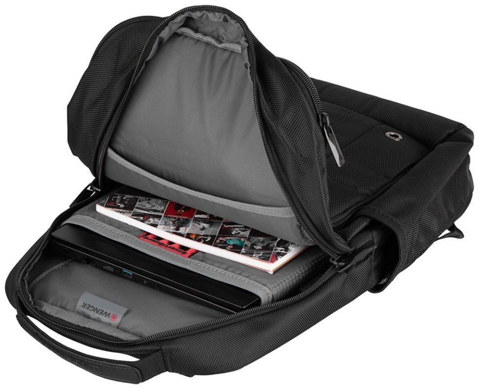 Стильный вместительный рюкзак для ноутбука до 14"  Wenger BC Mark 103550 черного цвета modnotak фото №9
