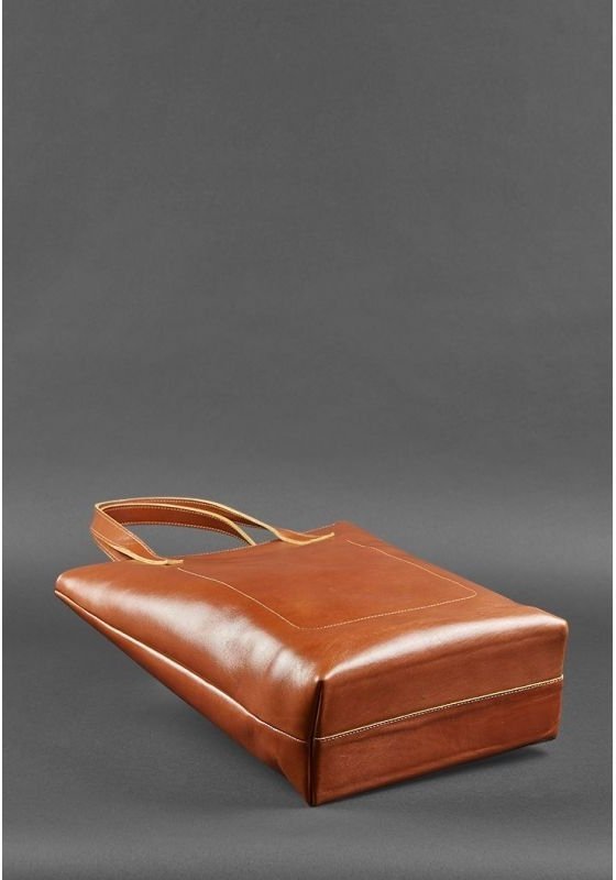 Светло-коричневая кожаная сумка шоппер ручной работы BlankNote D.D (12671)