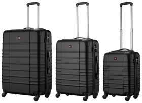 Набір валіз Wenger, Amplar 3 в 1, (S,M,L), пластик, 4 колеса, чорний