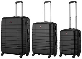 Набір валіз Wenger, Amplar 3 в 1, (S,M,L), пластик, 4 колеса, чорний