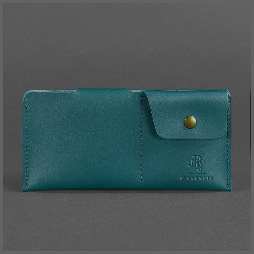 Темно-зелений гаманець із гладкої шкіри на кнопках BlankNote (12579)
