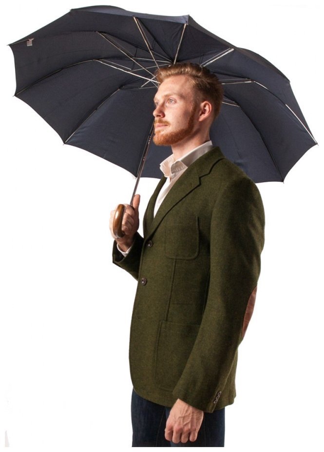 Мужской складной зонт Fulton Dalston-2 G857 Gingham (полуавтомат, клетчатый, темно-синий) 93850 modnotak фото №2