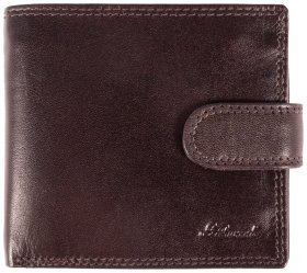 Мужской кошелек из натуральной гладкой кожи коричневого цвета с RFID-защитой Ashwood VT 94050 на кнопке