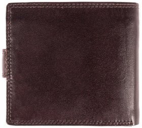 Мужской кошелек из натуральной гладкой кожи коричневого цвета с RFID-защитой Ashwood VT 94050 на кнопке