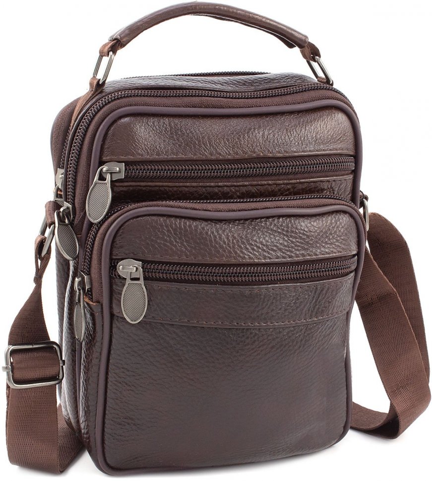 Недорога наплічна сумка коричневого кольору Leather Collection (10050)