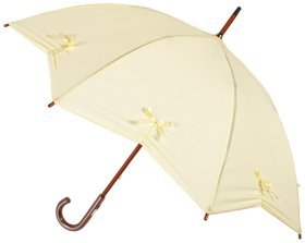 Женский зонт-трость Fulton L908-039595 Kensington UV Star Cream (Однотонный бежевый с бантиками, механика, защита от UV) 94150