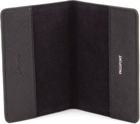 Обложка для паспорта черного цвета из фактурной кожи KARYA (093-45) - 2