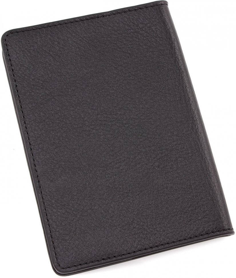 Обложка для паспорта черного цвета из фактурной кожи KARYA (093-45)