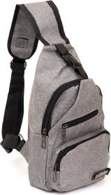 Зручна чоловіча сумка-слінг з щільного текстилю в сірому кольорі Vintage (20563)