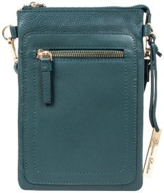 Жіноча міні-сумка для смартфона з натуральної шкіри AZ71 зеленого кольору 94250