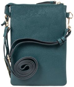 Жіноча міні-сумка для смартфона з натуральної шкіри AZ71 зеленого кольору 94250