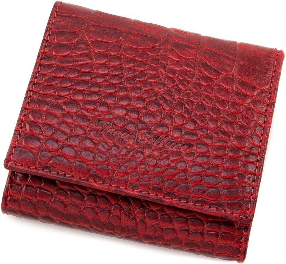 Червоний гаманець з натуральної шкіри під крокодила Tony Bellucci (10779)