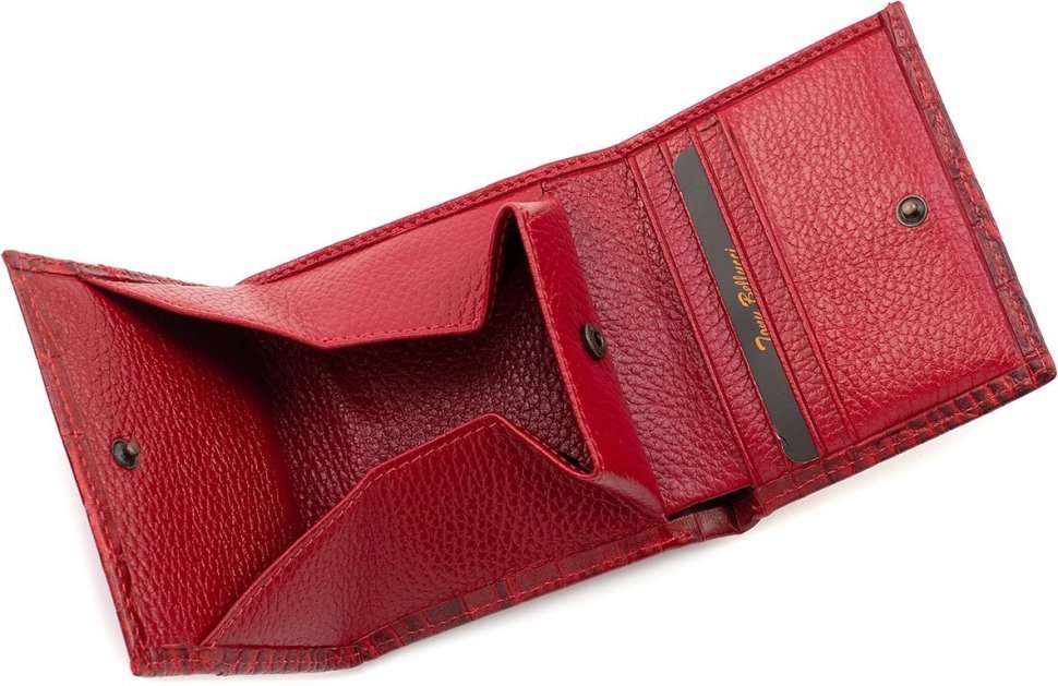 Червоний гаманець з натуральної шкіри під крокодила Tony Bellucci (10779)