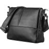 Практичная сумка-мессенджер из черной кожи с гладкой поверхностью SHVIGEL (11130) - 1