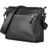 Практична сумка-месенджер із чорної шкіри з гладкою поверхнею SHVIGEL (11130) - 2