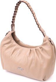 Бежевая женская сумка-багет из натуральной кожи с одной лямкой KARYA (2420836)