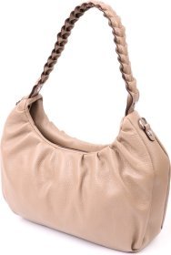 Бежевая женская сумка-багет из натуральной кожи с одной лямкой KARYA (2420836)