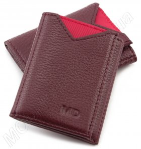 Женский маленький кошелек бордового цвета на кнопках MD Leather (17299)