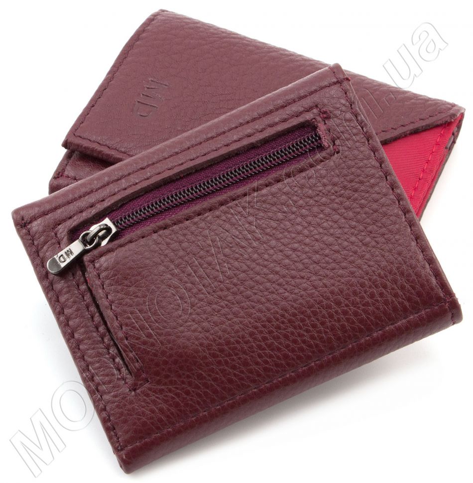Жіночий маленький гаманець бордового кольору на кнопках MD Leather (17299)