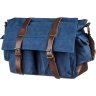 Синяя мужская сумка на плечо из плотного текстиля Vintage (20148) - 1
