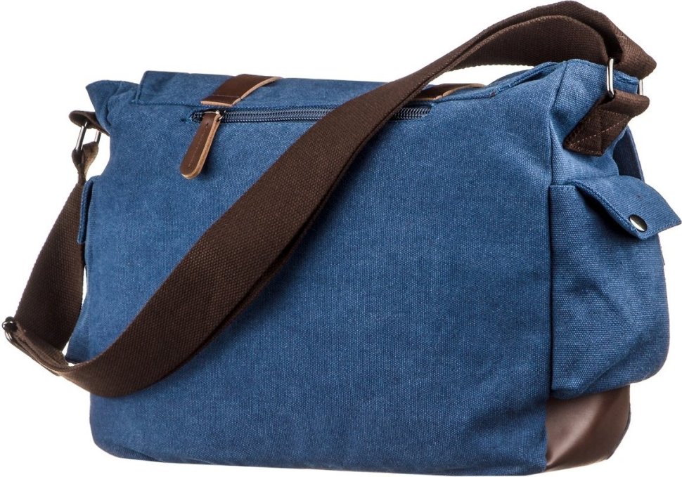 Синяя мужская сумка на плечо из плотного текстиля Vintage (20148)