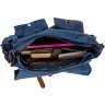 Синяя мужская сумка на плечо из плотного текстиля Vintage (20148) - 4