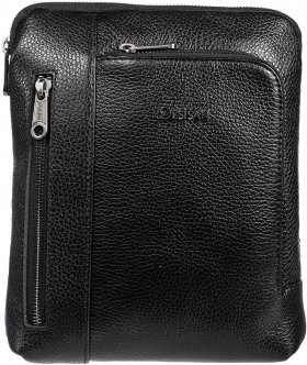 Небольшая мужская сумка-планшет черного цвета из натуральной кожи DESISAN (19187)