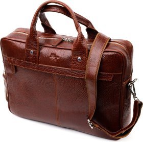 Чоловіча ділова шкіряна сумка-портфель коричневого кольору KARYA (2420936)