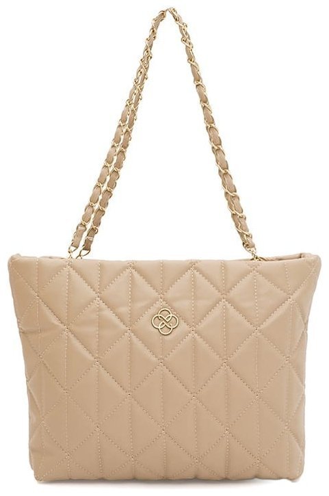 Вместительная женская сумка из прочного кожзама бежевого цвета Monsen 94650 modnotak фото №1