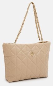 Вместительная женская сумка из прочного кожзама бежевого цвета Monsen 94650