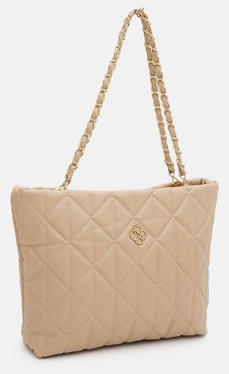 Вместительная женская сумка из прочного кожзама бежевого цвета Monsen 94650 modnotak фото №2