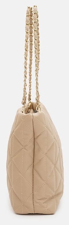 Вместительная женская сумка из прочного кожзама бежевого цвета Monsen 94650 modnotak фото №4