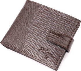 Коричневое мужское портмоне из фактурной кожи под рептилию KARYA (2421036)