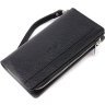 Чоловічий гаманець-клатч чорного кольору з натуральної шкіри із зап'ястним ремінцем KARYA (2421136) - 1