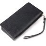 Чоловічий гаманець-клатч чорного кольору з натуральної шкіри із зап'ястним ремінцем KARYA (2421136) - 2