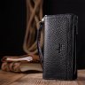 Чоловічий гаманець-клатч чорного кольору з натуральної шкіри із зап'ястним ремінцем KARYA (2421136) - 7