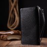 Чоловічий гаманець-клатч чорного кольору з натуральної шкіри із зап'ястним ремінцем KARYA (2421136) - 8