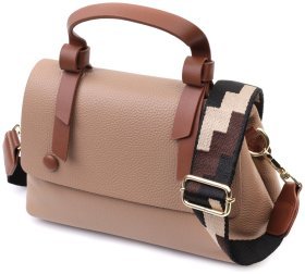 Деловая женская сумка из фактурной натуральной кожи с удобной ручкой для носки Vintage 94850 коричневого цвета