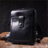 Черная мужская сумка через плечо из гладкой кожи SHVIGEL 2422142 - 7